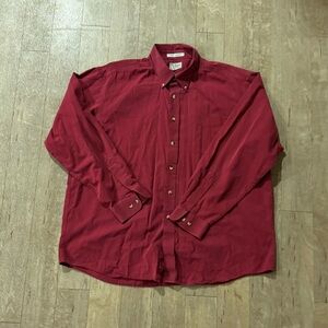 Vintage L.L. Red Button Down Long Sleeve Heavy Cotton Shirt Size XL